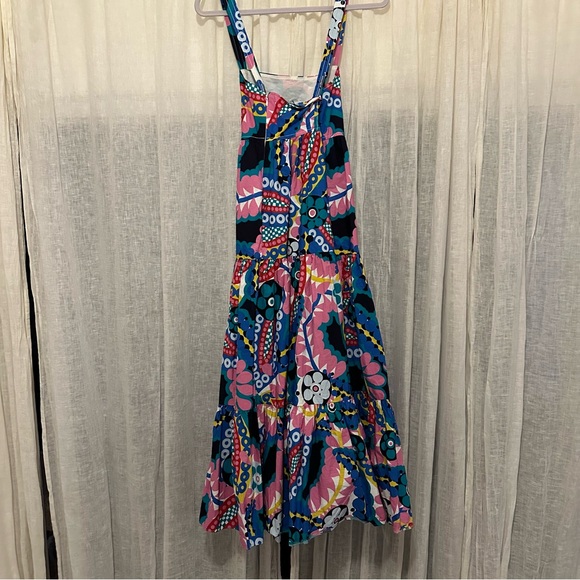 J CREW TALITHA RATTI APRON KALEIDOSCOPE FLORAL POPLIN TIERS MAXI DRESS size 6 - Picture 10 of 13